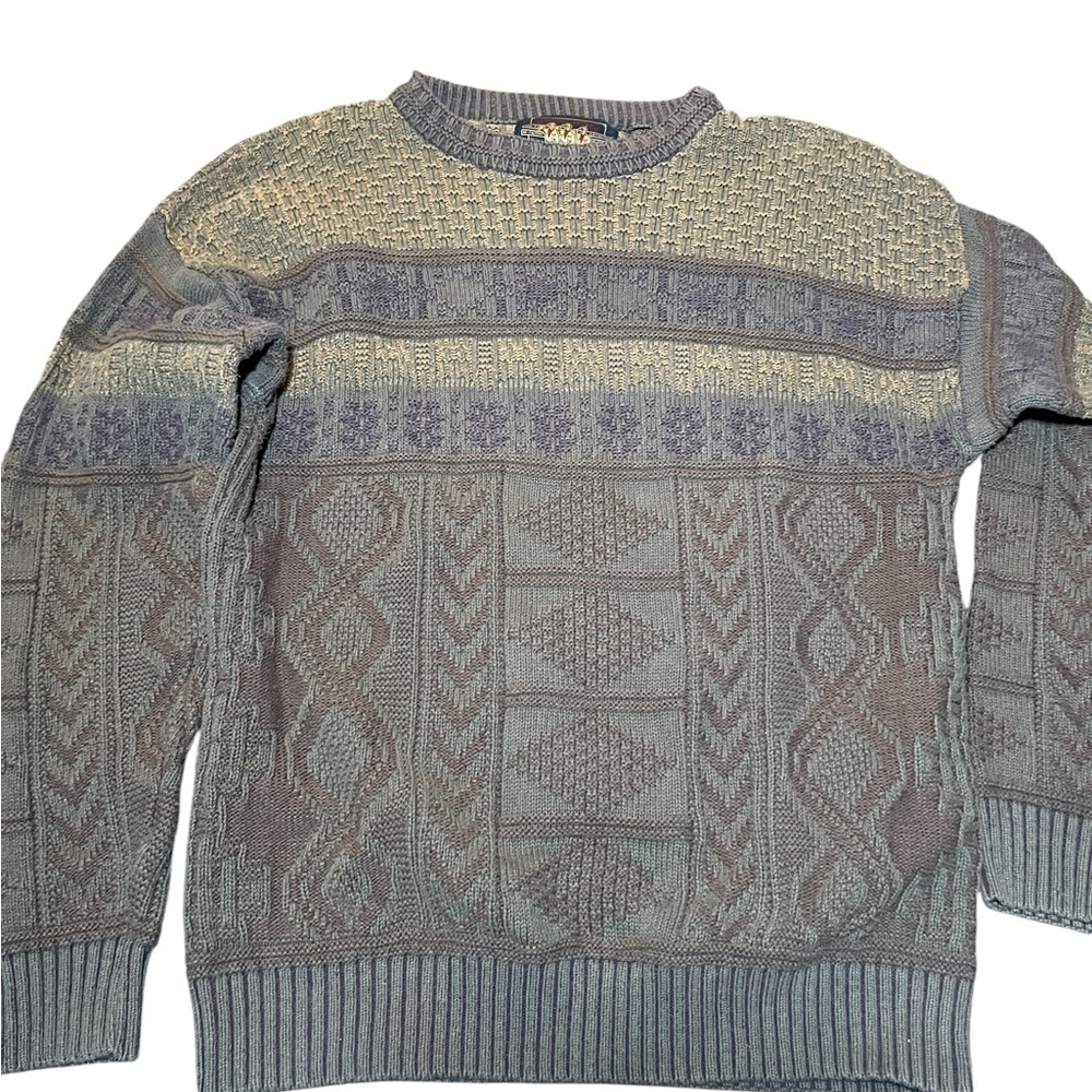 Chaps Ralph Lauren Vintage Sweater Men’s XL Made in USA 90s Textured Knit - Picture 4 of 6